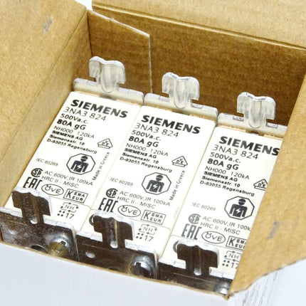 Siemens Sicherungseinsatz 80A 3NA3 3NA3824 / Inhalt : 3 Stück / Neu OVP - Maranos.de