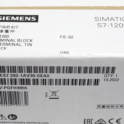 Siemens S7-1200 Klemmenblock 6ES7292-1AV30-0XA0 6ES7 292-1AV30-0XA0 Neu OVP versiegelt - Maranos.de