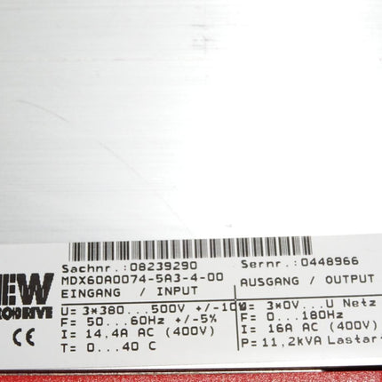 SEW Movitrac Umrichter 7.5kW MC07A075-5A3-4-00 08272557 MC07A-00 08239452  MDX60A0074-5A3-4-00 08239290 - Maranos.de