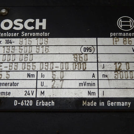 Bosch Bürstenloser Servomotor 0133500316 SE-B3.055.030-00.000 3000min-1 - Maranos.de