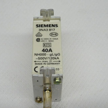 Siemens 3NA3817 | 40A NH000-Sicherungseinsatz - Maranos.de