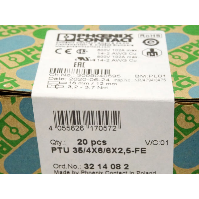Phoenix Contact Potenzialsammelklemme PTU35/4X6/6X2,5-FE / 3214082 / Inhalt : 20 Stück / Neu OVP versiegelt - Maranos.de