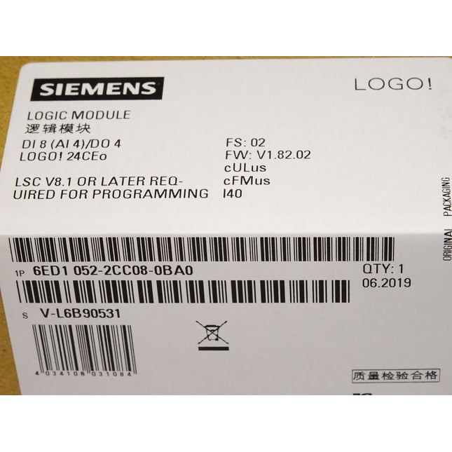 Siemens Logo! 6ED1052-2CC08-0BA0 6ED1 052-2CC08-0BA0 Neu OVP versiegelt - Maranos.de