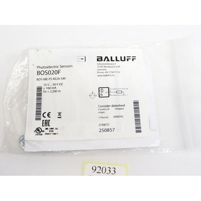 Balluff Photoelectric Sensor BOS020F BOS 08E-PS-KE20-S49 / Neu OVP - Maranos.de