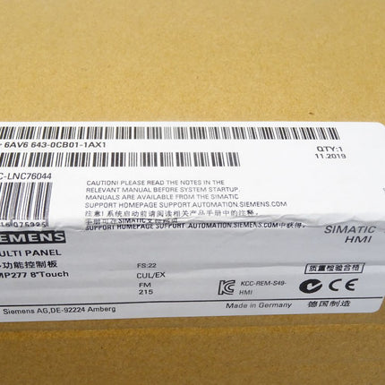 Siemens Panel MP277 6AV6643-0CB01-1AX1 6AV6 643-0CB01-1AX1 / Neu OVP versiegelt - Maranos.de