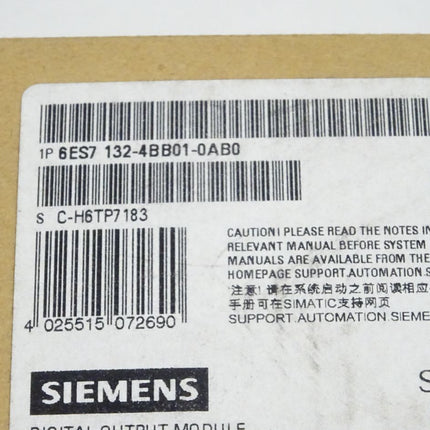Siemens 6ES7132-4BB01-0AB0 Digital Output Modul 6ES7 132-4BB01-0AB0 neu-OVP - Maranos.de