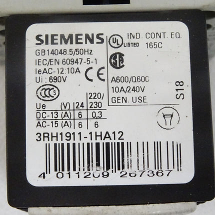 Siemens 3RT1017-1BB41 + 3RH1911-1HA12 - Maranos.de
