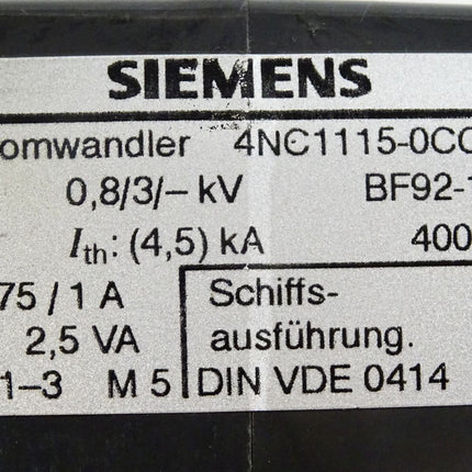 Siemens Stromwandler 4NC1115-0CC20 - Maranos.de