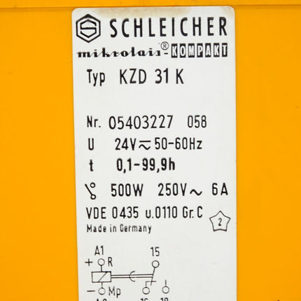 Schleicher Mikrolais KZD31K 05403227 Zeitrelais 0.1-99.9h - Maranos.de