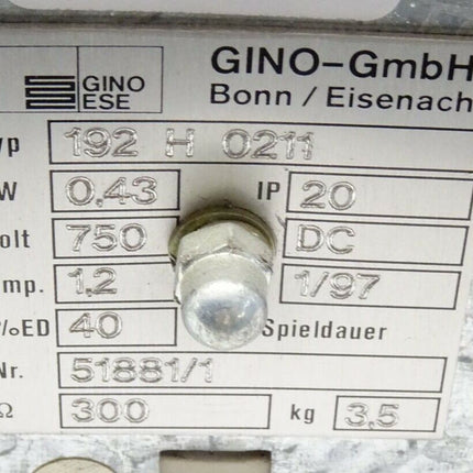 GINO GmbH 192 H 0211 Bremswiderstand / 192H0211 0,43kW 750V 1,2A - Maranos.de