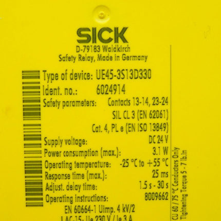 Sick 6024914 UE45-3S13D330 Sicherheitsrelais  / Neu OVP - Maranos.de