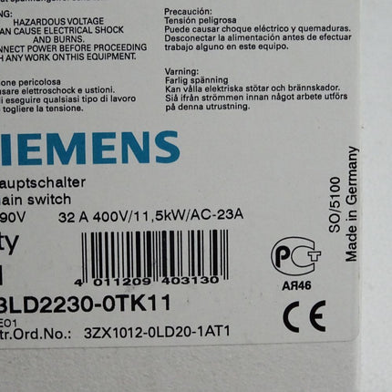 Siemens Hauptschalter 3LD2230-0TK11 / Neu OVP - Maranos.de