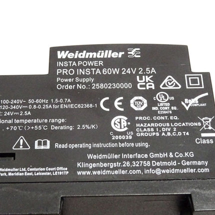 Weidmüller Insta Power 2580230000 PRO INSTA 60W 24V 2.5A - Maranos.de