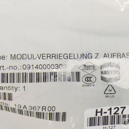 Neu-OVP geöffnet  Harting 09140000303 Modul-Verriegelung Aufrast - Maranos.de