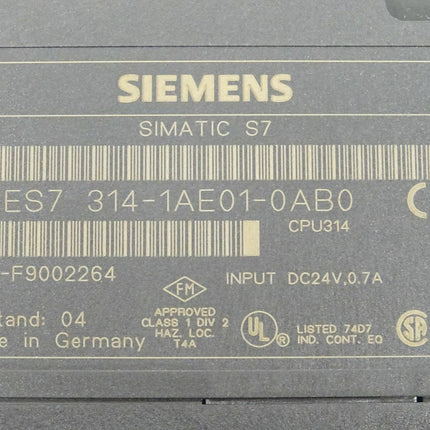 Siemens Simatic S7-300 CPU 6ES7314-1AE01-0AB0 / 6ES7 314-1AE01-0AB0 - Maranos.de
