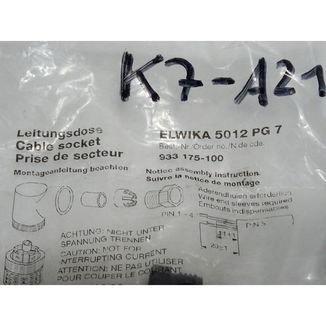 Hirschmann Leitungsdose ELWIKA 5012 PG 7 933.175-100 933175-100 / Neu OVP - Maranos.de