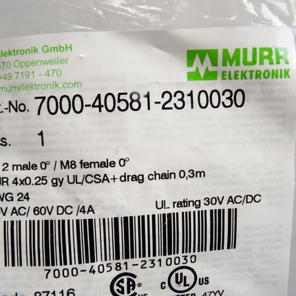 Murr Elektronik Kabel 7000-40581-2310030 / Neu OVP - Maranos.de