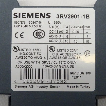 Siemens 3RV2901-1B Hilfsschalter 3RV2 901-1B neu-OVP - Maranos.de