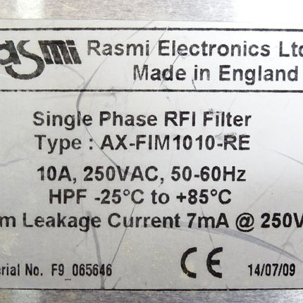 Rasmi Single Phase RFI Filter AX-FIM1010-RE - Maranos.de
