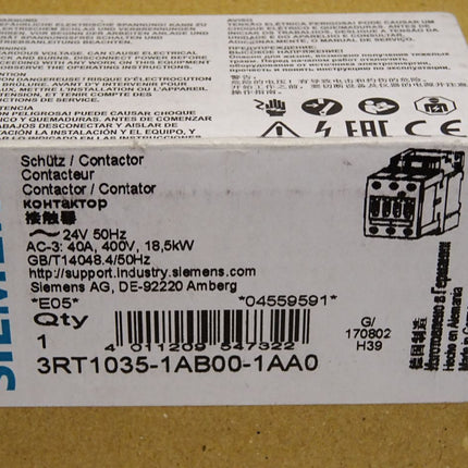 Siemens Schütz 3RT1035-1AB00-1AA0 / Neu OVP - Maranos.de