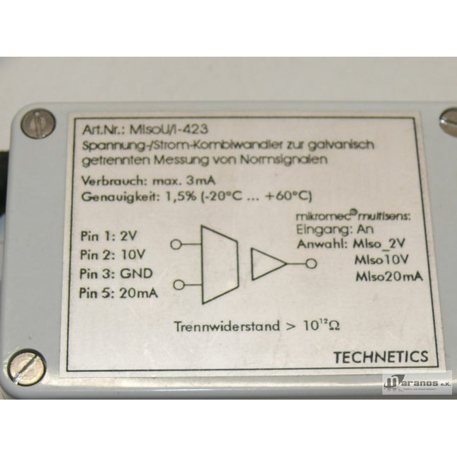 Technetics MIsoU/I-423 Spannung-/Strom-Kombiwandler - Maranos.de