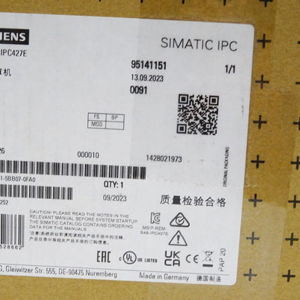 Siemens Simatic IPC427E 6AG4141-5BB07-0FA0 / 6AG4 141-5BB07-0FA0 Neu OVP versiegelt - Maranos.de