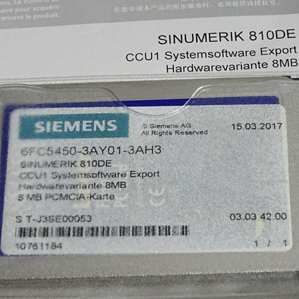 Siemens 6FC5450-3AY01-3AH3 Sinumerik 810DE CCU1 Systemsoftware Export 8MB - Maranos.de