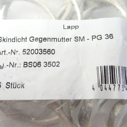 Lapp Skindicht Gegenmutter SM-PG36 / 52003560 / Inhalt : 25 Stück Neu OVP - Maranos.de