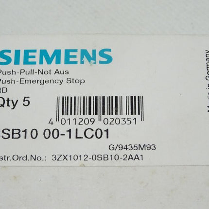 Siemens 5x 3SB1000-1LC01 Push-Pull-Not Aus 3SB1 000-1LC01 Neu-versiegelt - Maranos.de