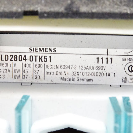 Siemens 3LD2804-0TK51 Lasttrennschalter - Maranos.de