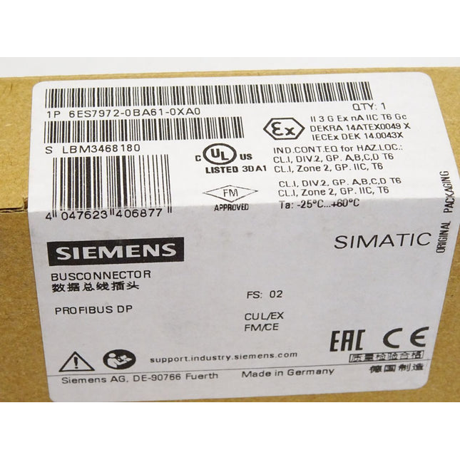 Siemens Busconnector 6ES7972-0BA61-0XA0 6ES7 972-0BA61-0XA0 Neu OVP versiegelt - Maranos.de