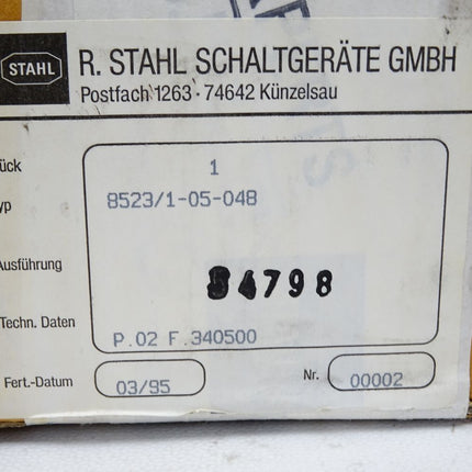 Stahl Schaltgeräte Motorschutzschalter 8523/1 / Neu OVP - Maranos.de