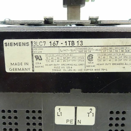 Siemens 3LC7167-1TB13 125A / 600V Hauptschalter 3LC7 167-1TB13 - Maranos.de
