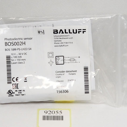 Balluff Photoelectric Sensor BOS002H BOS 18M-PS-LH22-S4 / Neu OVP - Maranos.de