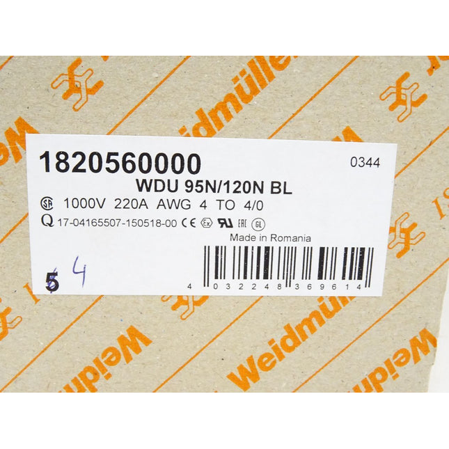 Weidmüller WDU95N/120N/BL / 1820560000 / Inhalt : 4 Stück / Neu OVP - Maranos.de