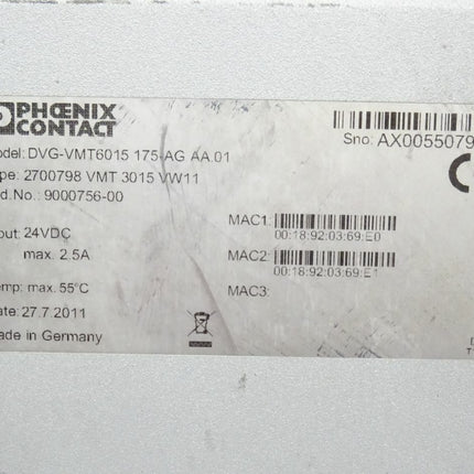 adstec - Phoenix Contact 2700798 DVG-VMT6015 175-AG AA.01 Panel Industrtriepanel - Maranos.de