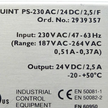 Phoenix Contact 2939357 QUINT 2,5 QUINT PS-230AC/24DC/2,5/F - Maranos.de