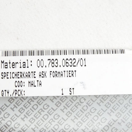 Heidelberg Speicherkarte ASK Formatiert 00.783.0632/01 / Neu OVP versiegelt - Maranos.de