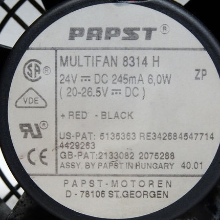 Papst Multifan DC-Axiallüfter 8314H 24V 245mA 6.0W ca. 80x80mm (3 Lüfter mit Platte) - Maranos.de