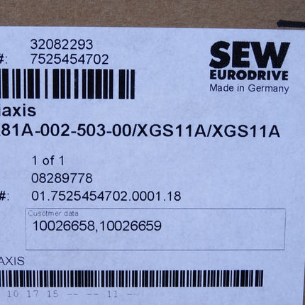 Sew Eurodrive Moviaxis Achsmodul 08289778 MXA81A-002-503-00 XGS11A / Neu OVP - Maranos.de