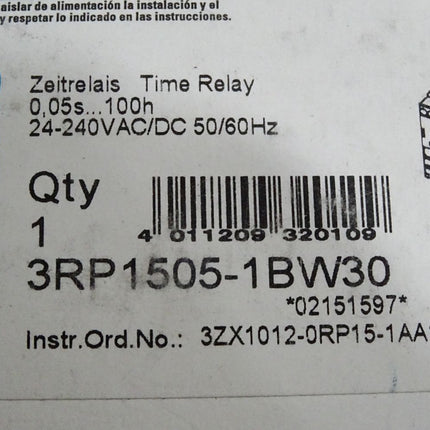 Siemens Zeitrelais 0.05s...100h 3RP1505-1BW30 / Neu OVP - Maranos.de