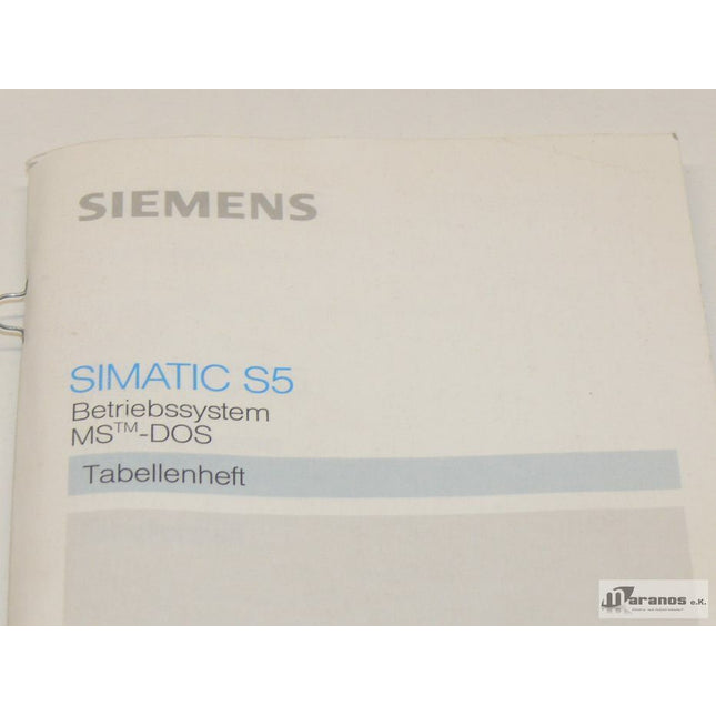 Siemens Simatic S5 Tabellenheft C79000-M8500-C648-03 - Maranos.de