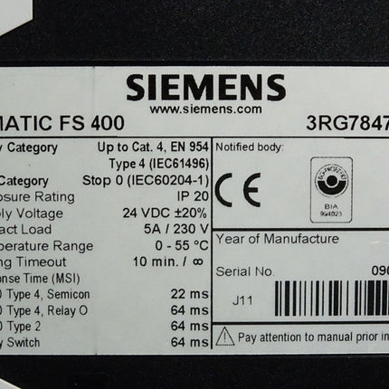Siemens Siguard Simatic FS400 3RG7847-4BK - Maranos.de