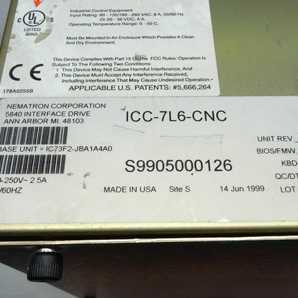 Nematron Corporation 5840 ICC-7L6-CNC Interface Drive Base Unit - Maranos.de