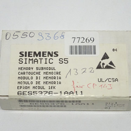 Siemens SIMATIC S5 6ES5376-1AA11 Memory Submodul  6ES5 376-1AA11 / Neu-OVP-versiegelt - Maranos.de