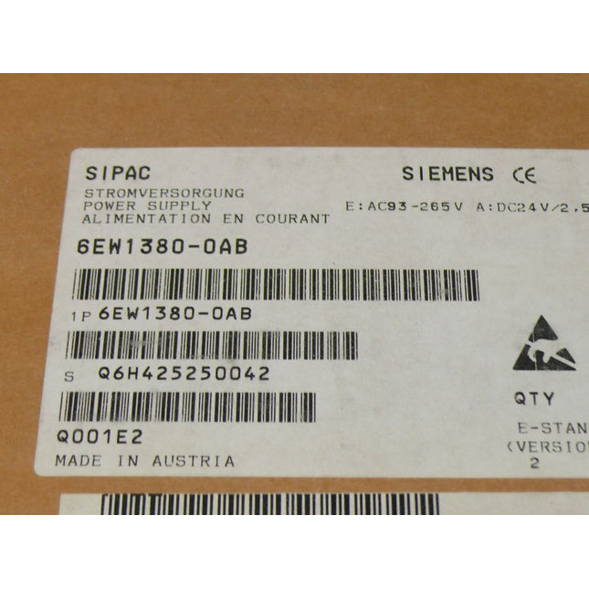 Siemens 6EW1380-0AB Sipac Stromversorgung / Power Supply 6EW1 380-0AB E: 02 - Maranos.de