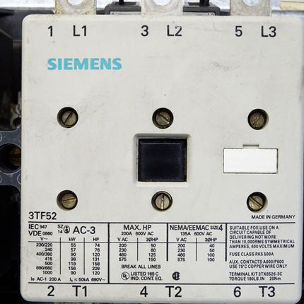 Siemens Sterndreieckstarter 3TE5202-5A 3UA6200-3K  3TF52 3TF50 7PU6220 ohne Abdeckung - Maranos.de