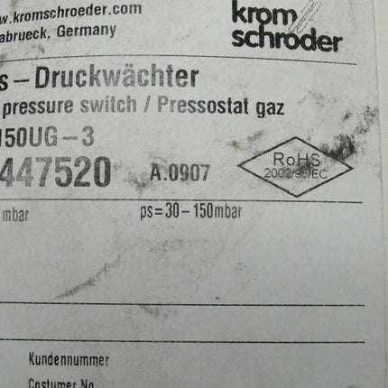 Krom Schröder Gas-Druckwächter DG150UG-3 / 84447520 NEU/OVP /// - Maranos.de