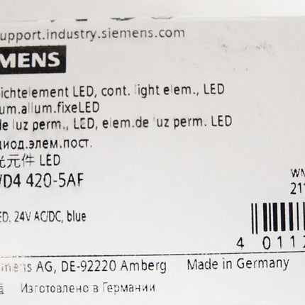Siemens Dauerlichtelement LED blau 8WD4420-5AF / Neu OVP - Maranos.de