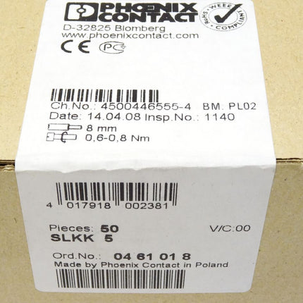Phoenix Contact Doppelstockklemme SLKK5 / 0461018 / Inhalt : 50 Stück / Neu OVP versiegelt - Maranos.de